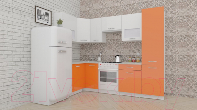 Кухонный гарнитур ВерсоМебель ЭкоЛайт-5 1.2x2.6 правая (белый/манго)