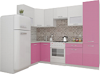 Готовая кухня ВерсоМебель ЭкоЛайт-5 1.2x2.6 правая (белый/розовый) - 
