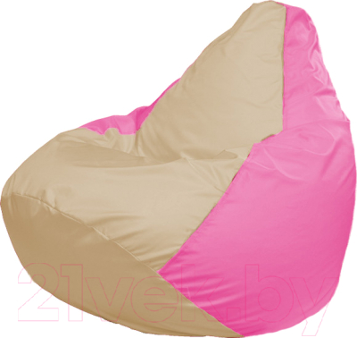 Бескаркасное кресло Flagman Груша Мега Super Г5.1-142 (светло-бежевый/розовый)