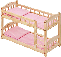 Аксессуар для куклы Paremo Двухъярусная кроватка / PFD116-04 (розовый текстиль) - 