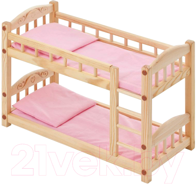 Аксессуар для куклы Paremo Двухъярусная кроватка / PFD116-04 (розовый текстиль)