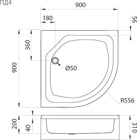 Купить Душевой поддон Triton Средний ПД4 90х90  