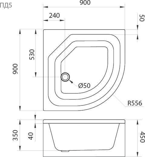 Купить Душевой поддон Triton Высокий ПД5 90x90  