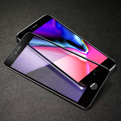 Защитное стекло для телефона Baseus Tempered Glass Crack-Resistant Edges для iPhone 7+ / 8+ (черный)