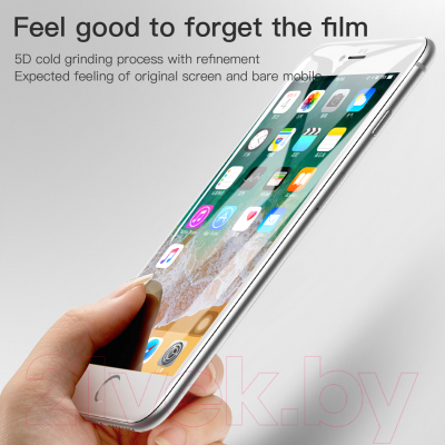 Защитное стекло для телефона Baseus Tempered Glass Crack-Resistant Edges для iPhone 7 / 8 (белый)