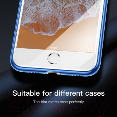 Защитное стекло для телефона Baseus Tempered Glass Crack-Resistant Edges для iPhone 7 / 8 (белый)