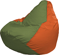 Бескаркасное кресло Flagman Груша Мега Super Г5.1-227 (оливковый/оранжевый) - 