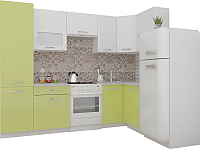 Кухонный гарнитур ВерсоМебель ЭкоЛайт-5 1.4x2.6 правая (белый/лайм) - 