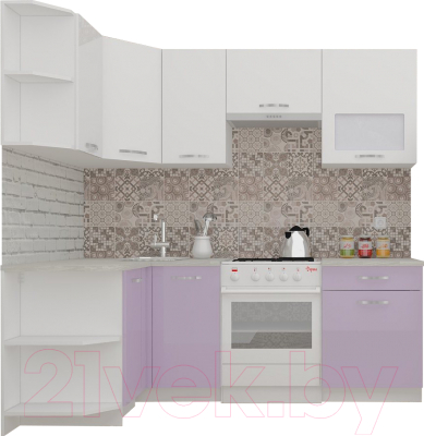 Готовая кухня ВерсоМебель ЭкоЛайт-5 1.2x2.1 левая (белый/вереск)