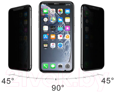 Защитное стекло для телефона Baseus Full Screen Curved Privacy для iPhone XR (черный)