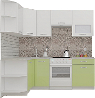 Готовая кухня ВерсоМебель ЭкоЛайт-5 1.2x2.1 левая (белый/нежно-зеленый) - 