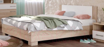 Полуторная кровать Империал Аврора 120 с основанием (дуб сонома/белый)