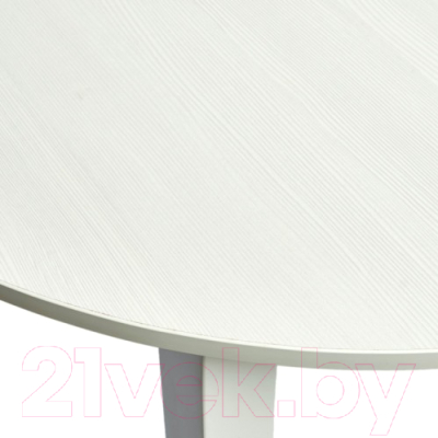 Обеденный стол Рамзес Раздвижной круглый ЛДСП 94-124x94 (белый текстурный/ноги квадро белые)
