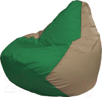 Бескаркасное кресло Flagman Груша Мега Super Г5.1-237 (зелёный/тёмно-бежевый)