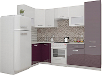 Готовая кухня ВерсоМебель ЭкоЛайт-5 1.2x2.6 левая (белый/фиолетовый) - 