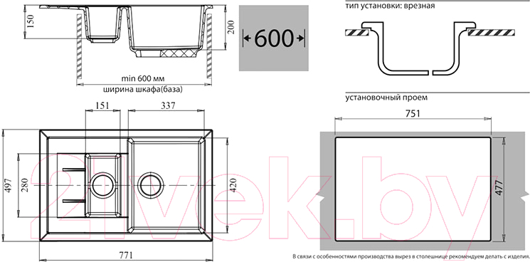 Мойка кухонная GranFest Quadro GF-Q775KL