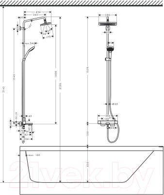 Душевая система Hansgrohe Croma E Showerpipe 280 / 27687000