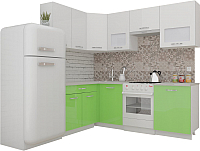 Кухонный гарнитур ВерсоМебель ЭкоЛайт-5 1.4x2.2 левая (белый/яблоко) - 