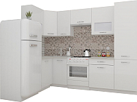 Готовая кухня ВерсоМебель ЭкоЛайт-5 1.4x2.6 левая (белый/белый) - 