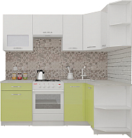Готовая кухня ВерсоМебель ЭкоЛайт-6 1.2x2.2 правая (белый/лайм) - 