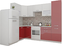 Кухонный гарнитур ВерсоМебель ЭкоЛайт-6 1.2x2.7 правая (белый/рубиново-красный) - 