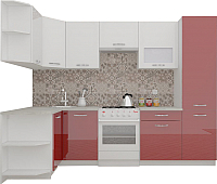 Готовая кухня ВерсоМебель ЭкоЛайт-6 1.3x2.8 правая (белый/темно-красный) - 