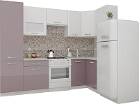 Кухонный гарнитур ВерсоМебель ЭкоЛайт-6 1.4x2.7 правая (белый/глициния) - 