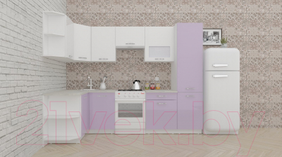 Кухонный гарнитур ВерсоМебель ЭкоЛайт-6 1.3x2.8 левая (белый/вереск)