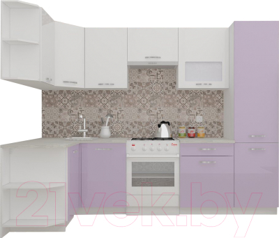 Готовая кухня ВерсоМебель ЭкоЛайт-6 1.3x2.8 левая (белый/вереск)