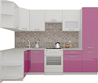 Готовая кухня ВерсоМебель ЭкоЛайт-6 1.3x2.8 левая (белый/лиловый) - 