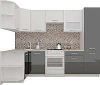 Готовая кухня ВерсоМебель ЭкоЛайт-6 1.3x2.8 левая (белый/черный) - 