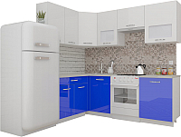 Готовая кухня ВерсоМебель ЭкоЛайт-6 1.4x2.3 левая (белый/глубокий синий) - 