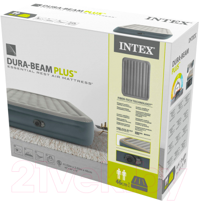 Надувная кровать Intex Dura Beam Essential Rest 64126ND (встроенный электронный насос/сумка/ремкомплект)