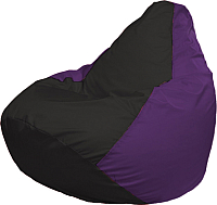 Бескаркасное кресло Flagman Груша Мега Super Г5.1-406 (чёрный/фиолетовый) - 