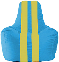 Бескаркасное кресло Flagman Спортинг С1.1-280 (голубой/жёлтые полоски) - 
