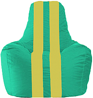 Бескаркасное кресло Flagman Спортинг С1.1-313 (бирюзовый/желтые полоски) - 