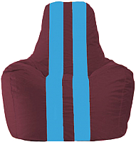 Бескаркасное кресло Flagman Спортинг С1.1-310 (бордовый/голубые полоски) - 