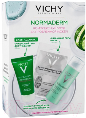 Набор косметики для лица Vichy Normaderm крем против несовершенств+маска с глиной+гель д/умыван (50мл+2x6мл+50мл)