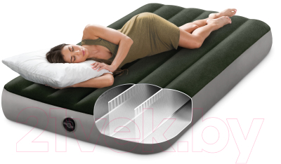 Надувной матрас Intex Downy Airbed 64761 (встроенный ножной насос)