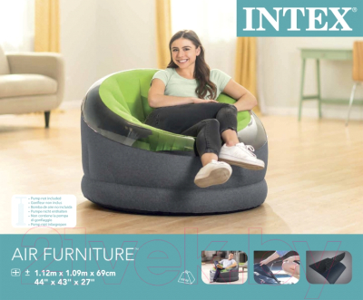 Надувное кресло Intex Empire Chair 66581 (ремкомплект, зеленый)