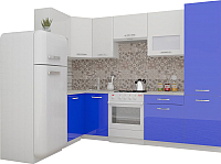 Готовая кухня ВерсоМебель ЭкоЛайт-6 1.4x2.7 левая (белый/глубокий синий) - 