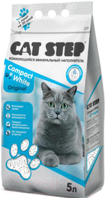 Наполнитель для туалета Cat Step Compact White Original / 20313008 (5л/4.2кг)