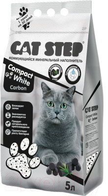 Наполнитель для туалета Cat Step Compact White Carbon / 20313010 (5л/4.2кг)