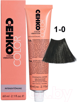 Крем-краска для волос C:EHKO Color Vibration Интенсивное тонирование 1/0 (60мл, черный)