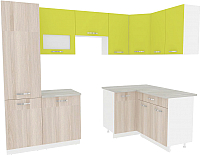 Кухонный гарнитур ВерсоМебель Эко-6 1.4x2.7 правая (ясень шимо светлый/зеленый лайм) - 