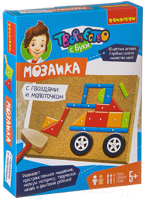 Развивающая игра Bondibon Мозаика с гвоздями и молоточком. Техника / ВВ3409