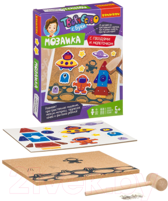 Изображение товара Развивающая игра Bondibon Мозаика с гвоздями и молоточком / ВВ3951