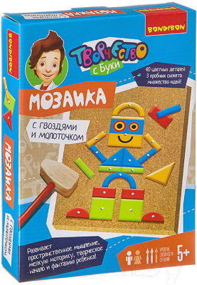 Развивающая игра Bondibon Мозаика с гвоздями и молоточком. Роботы / ВВ3408