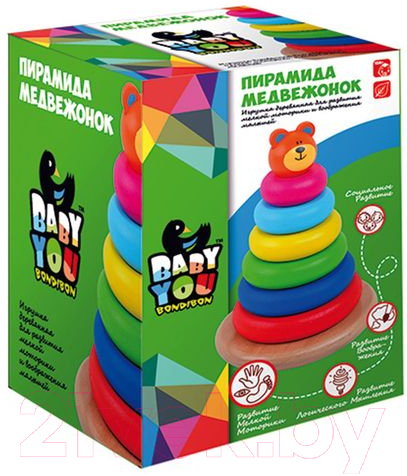 Развивающая игрушка Bondibon Пирамида Мишка / ВВ1103