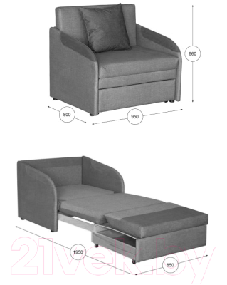 Кресло-кровать Нижегородмебель и К Громит ТД 133 (осло лагун/осло азур/осло грей)